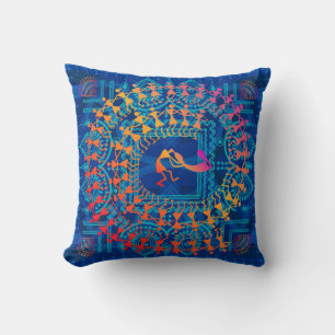 Warli painting - hand drawn traditional the ancien cushion