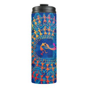 Warli painting - hand drawn traditional the ancien thermal tumbler