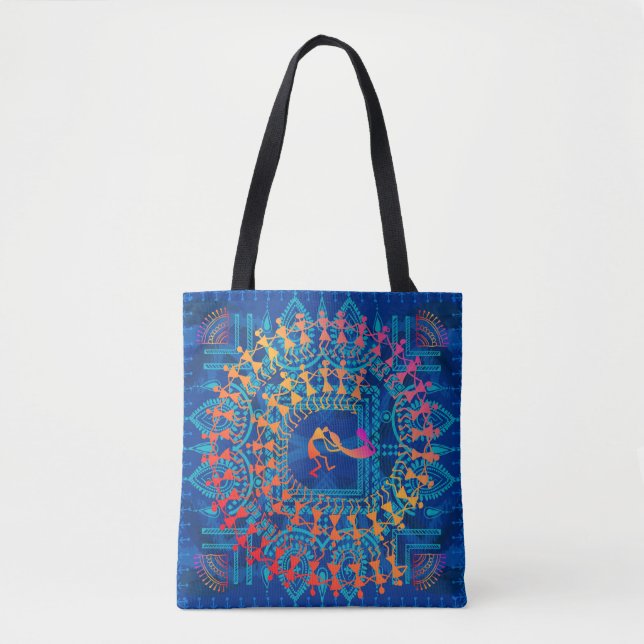 Warli painting - hand drawn traditional the ancien tote bag (Front)