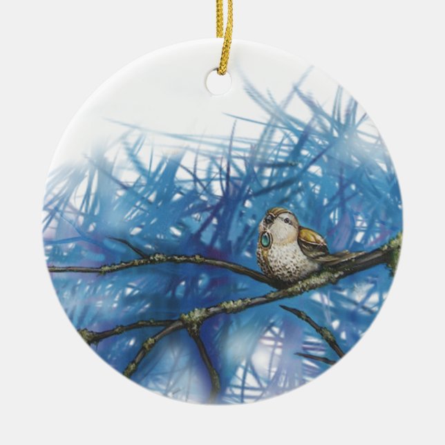 warlike bird ceramic ornament (Front)
