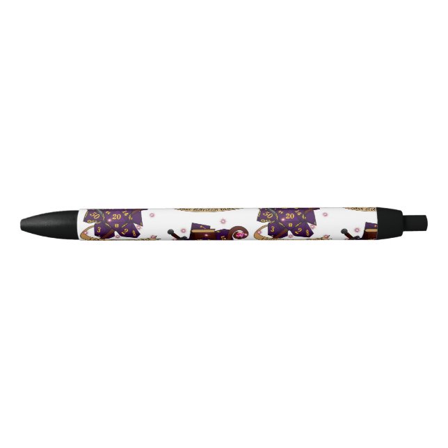 Warlock Dice Design Black Ink Pen (Front)