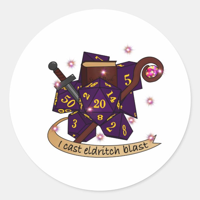 Warlock Dice Design Classic Round Sticker (Front)