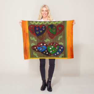 Warm Abstract art mixed colours on Fleece Blanket