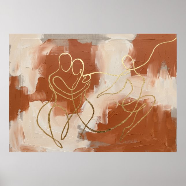 Warm Abstract Figure Line Poster (Front)