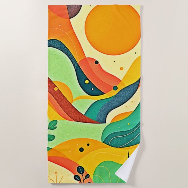 Warm Abstract Flow Beach Towel (Front)
