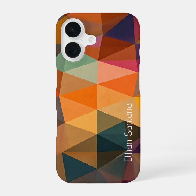 Warm Abstract Triangle Pattern iPhone 16 Case (Back)