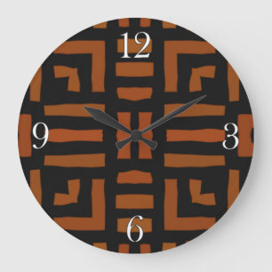 Warm African Tribal Artwork Large Clock