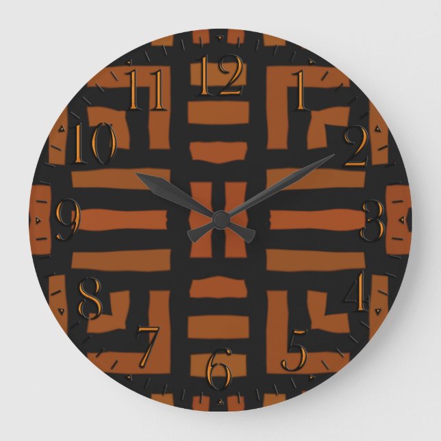 Warm African Tribal Artwork Large Clock (Front)