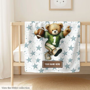 Warm American Football Teddy Bear Blanket Toddler