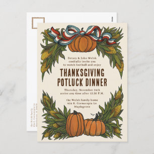 Warm Americana Harvest Thanksgiving Holiday Postcard