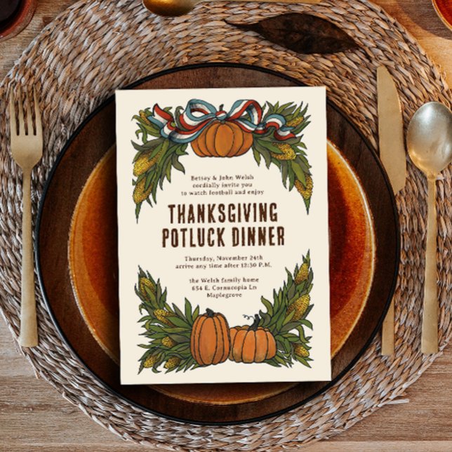 Warm Americana Harvest Thanksgiving  Invitation (Creator Uploaded)