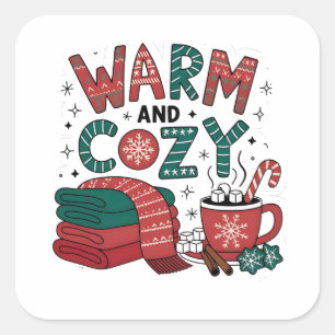 Warm And Cosy Christmas Hot Cocoa Xmas  Square Sticker