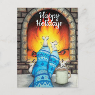 Warm and Cosy Custom Message Holiday Postcard