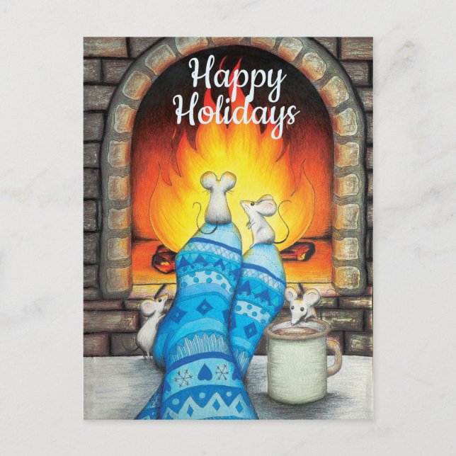 Warm and Cosy Custom Message Holiday Postcard (Front)
