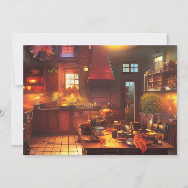 Warm and Cosy Farmhouse Kitchen Digital Art  Card (Front)