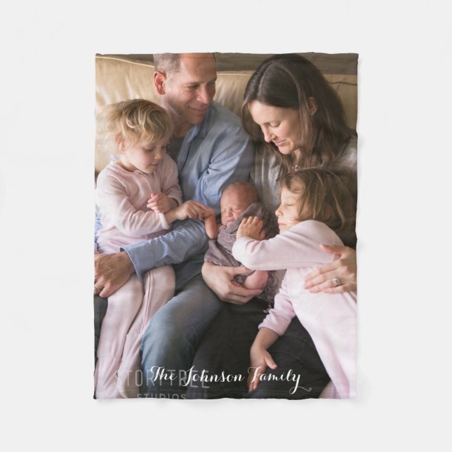 Warm And Cosy Fleece Blanket with Family Photo (Front)