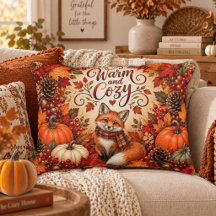 Warm and Cosy Fox Pumpkins Fall Illustration