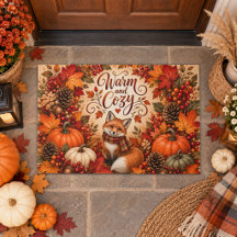 Warm and Cosy Fox Pumpkins Fall Illustration