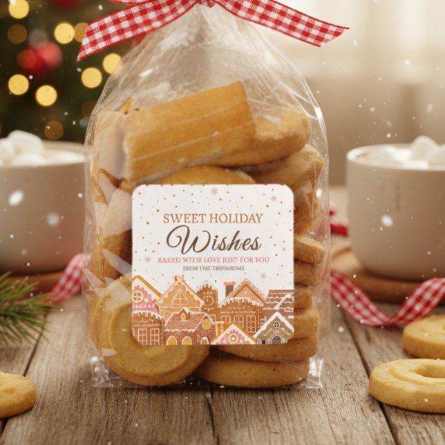 Warm and Cosy Gingerbread House Baked With Love  Square Sticker (Creator Uploaded)