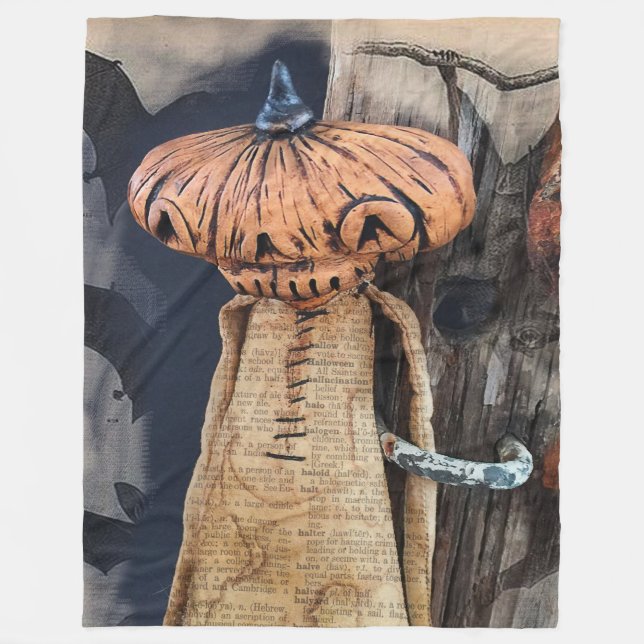 Warm and Cosy Halloween Throw with Pumpkin Fall  Fleece Blanket (Front)