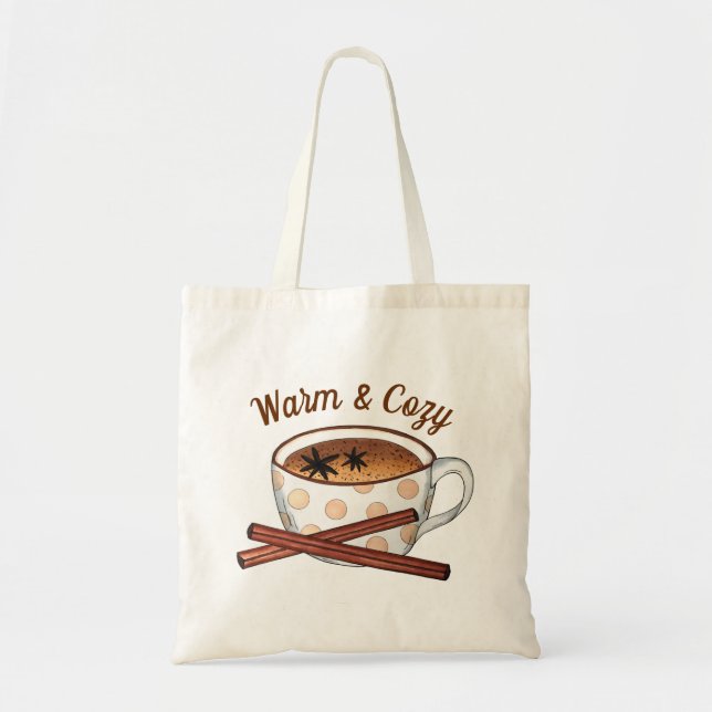 Warm and Cosy Indian Spiced Chai Tea Latte Cup Tote Bag (Front)