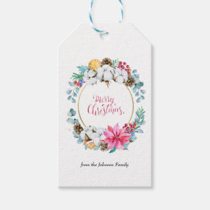 Warm and Cosy Magical Christmas Oval Wreath White Gift Tags