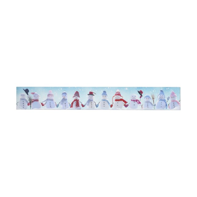 Warm and Cosy Snowmen - Long Sticker Wrap Around Label (Individual)