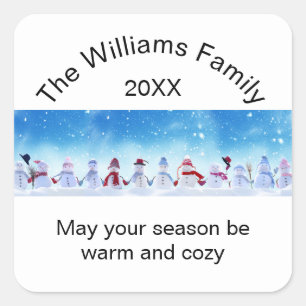 Warm and Cosy Snowmen - Square Sticker