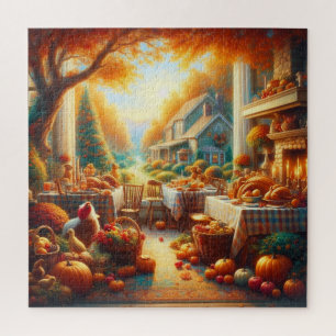 Warm and Cosy Thanksgiving Gathering Jigsaw Puzzle
