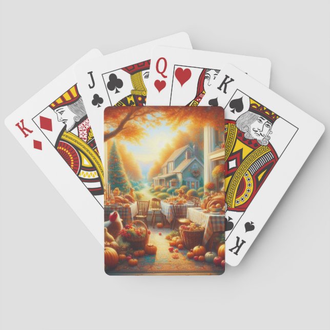 Warm and Cosy Thanksgiving Gathering Playing Cards (Back)