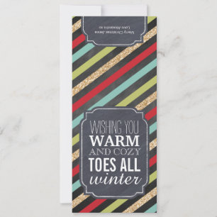 "Warm and Cosy Toes" - Gift tag for wrapping socks Holiday Card