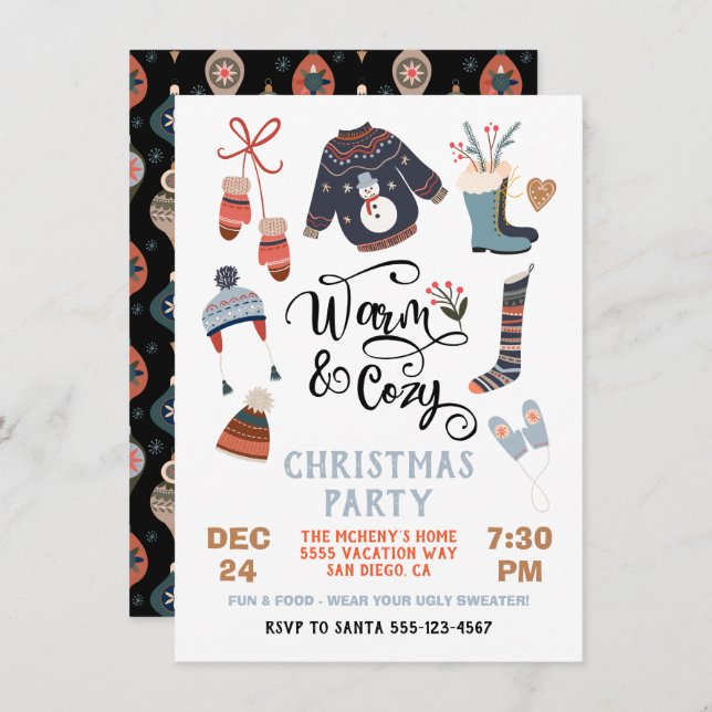 Warm and Cosy Winter Party Christmas Clothes Invitation (Front/Back)