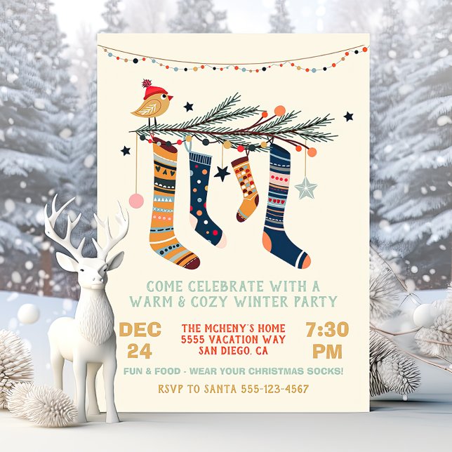 Warm and Cosy Winter Party Christmas Socks Invitation (Creator Uploaded)