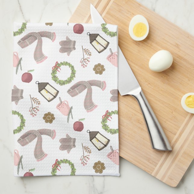 Warm and Cosy Winter Things  Tea Towel (Quarter Fold)