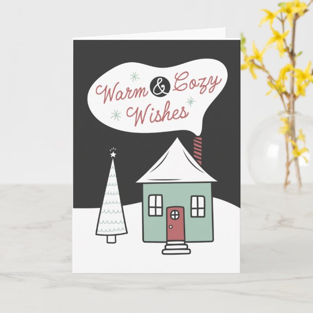 Warm And Cosy Wishes Real Estate Christmas Card (Yellow Flower)