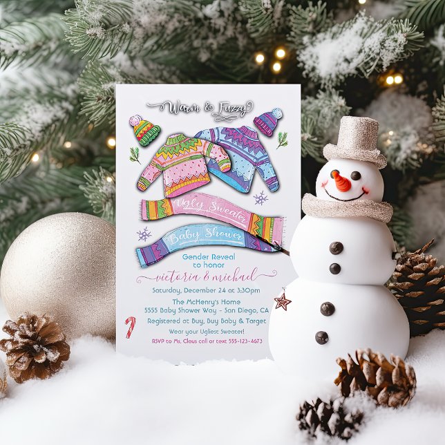 Warm and Fuzzy Ugly Sweater Baby Shower Invitation (Creator Uploaded)