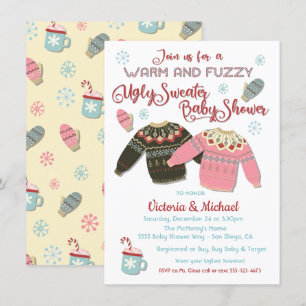 Warm and Fuzzy Ugly Sweater Baby Shower Invitation
