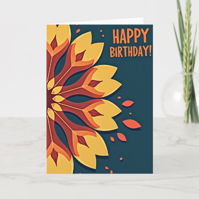 Warm Autumn Birthday Card (Front)