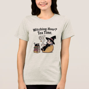 Warm Autumn Cosy Witch Reading Tri-Blend Shirt