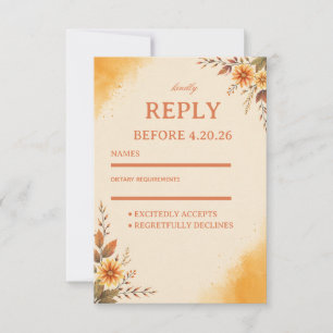 Warm Autumn Floral Elegant RSVP Card