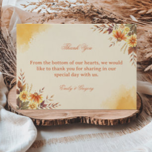 Warm Autumn Floral Elegant Thank You Card