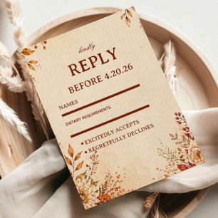 Warm Autumn Floral RSVP Card