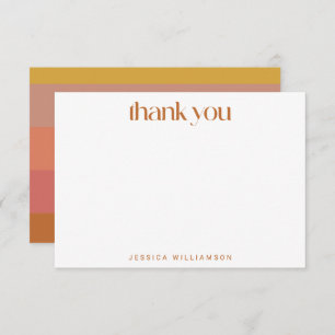 Warm Autumn Geometric Stripes Custom Bridal Shower Thank You Card