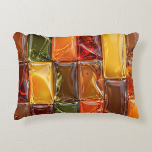 Warm Autumn Glass Tile Mosaic - Glossy Amber Decorative Cushion
