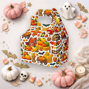 Warm Autumn Harvest Farm Festival Pattern Favour Box