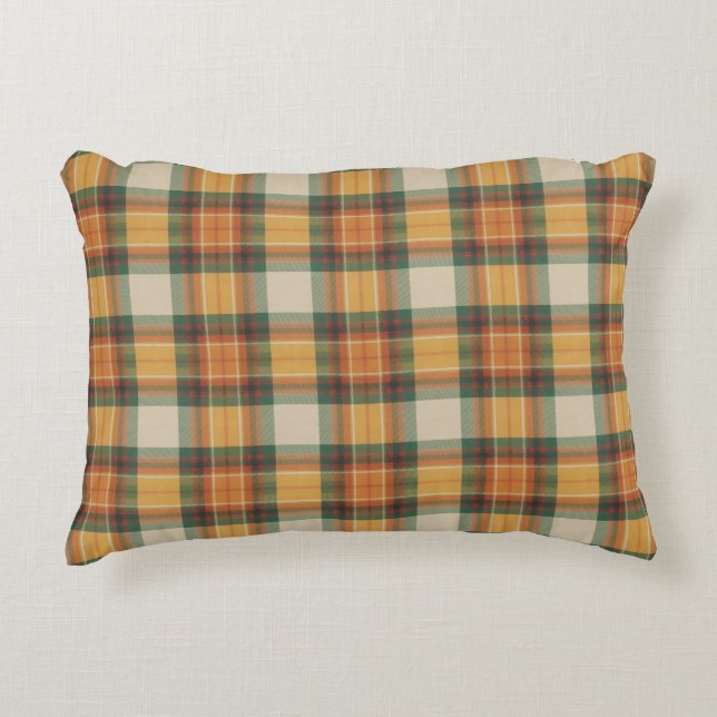 Warm Autumn Harvest Tartan Plaid Pattern Decorative Cushion (Front)