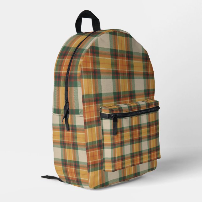 Warm Autumn Harvest Tartan Plaid Pattern Printed Backpack (Back Corner Left)