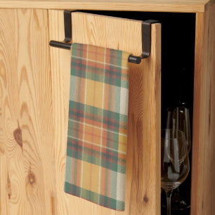 Warm Autumn Harvest Tartan Plaid Pattern Tea Towel