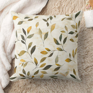 Warm Autumn Leaves and Twigs Rustic Nature Cushion