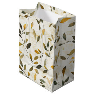 Warm Autumn Leaves and Twigs Rustic Nature Medium Gift Bag